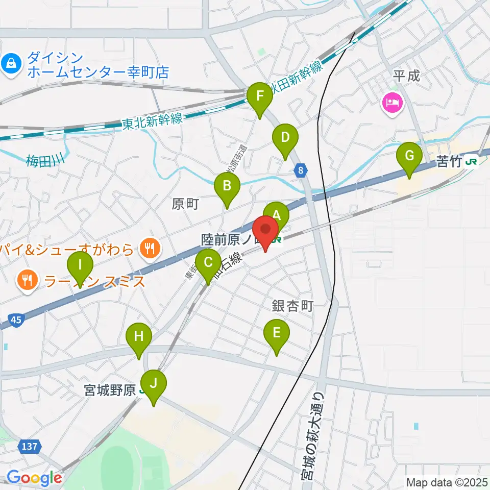 宮城野区文化センター周辺のコンビニエンスストア一覧地図