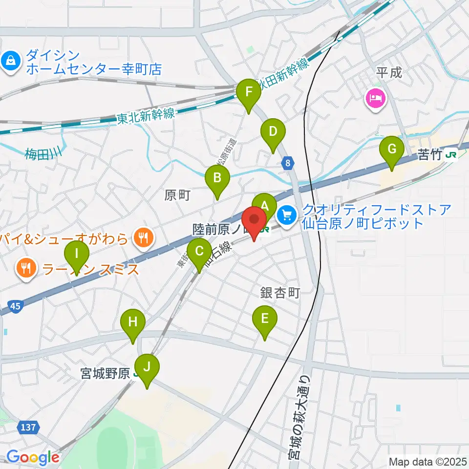 宮城野区文化センター周辺のコンビニエンスストア一覧地図