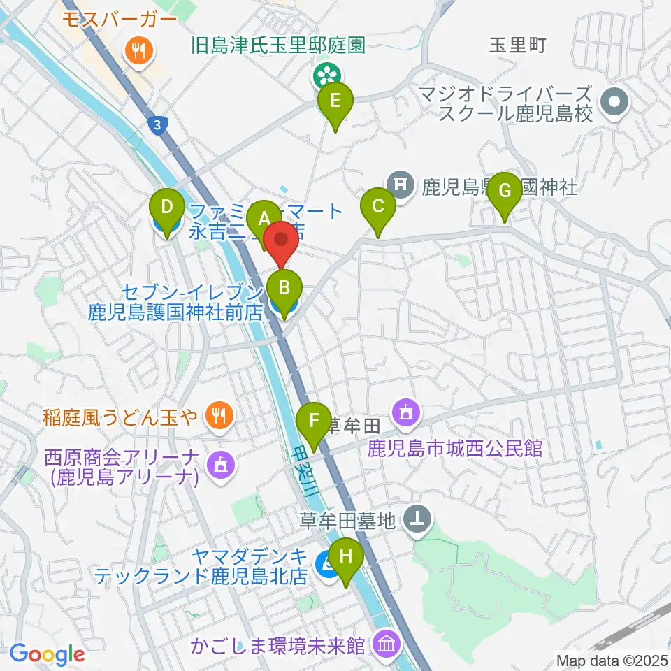 中央楽器周辺のコンビニエンスストア一覧地図