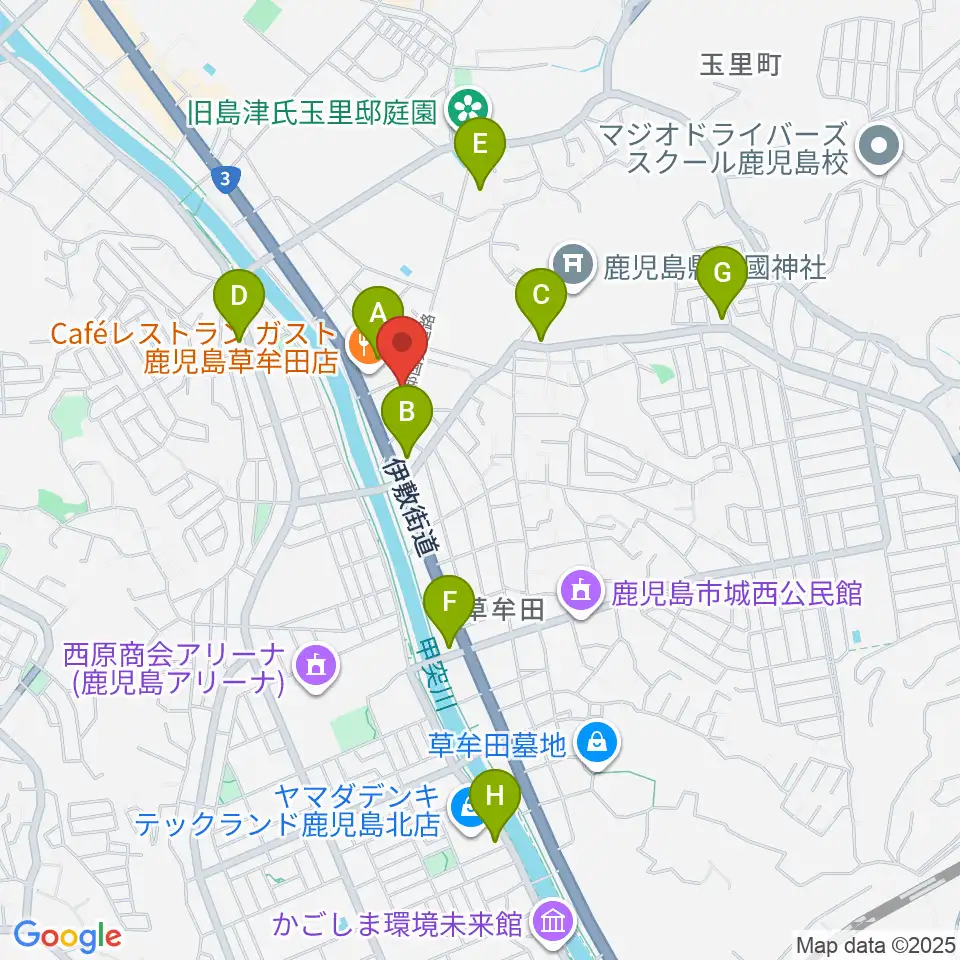 中央楽器周辺のコンビニエンスストア一覧地図