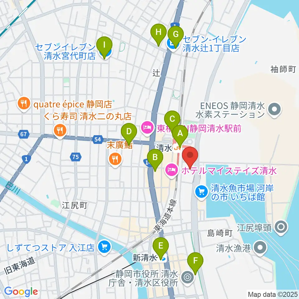 清水文化会館マリナート周辺のコンビニエンスストア一覧地図