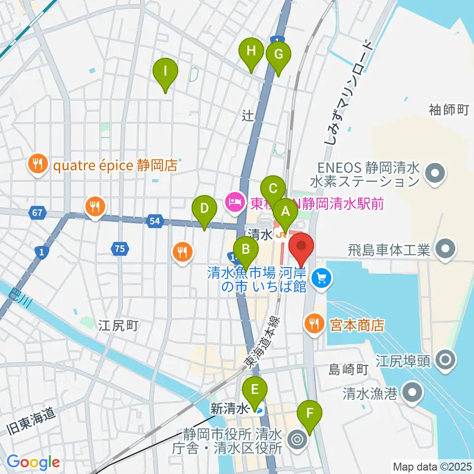 清水文化会館マリナート周辺のコンビニエンスストア一覧地図