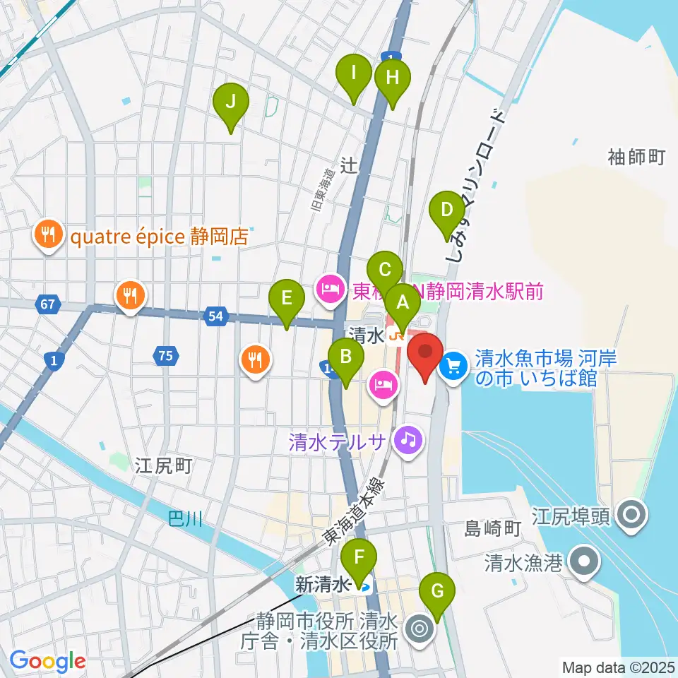 清水文化会館マリナート周辺のコンビニエンスストア一覧地図