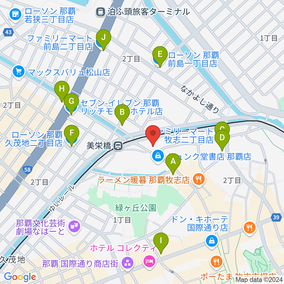 高良楽器店周辺のコンビニエンスストア一覧地図