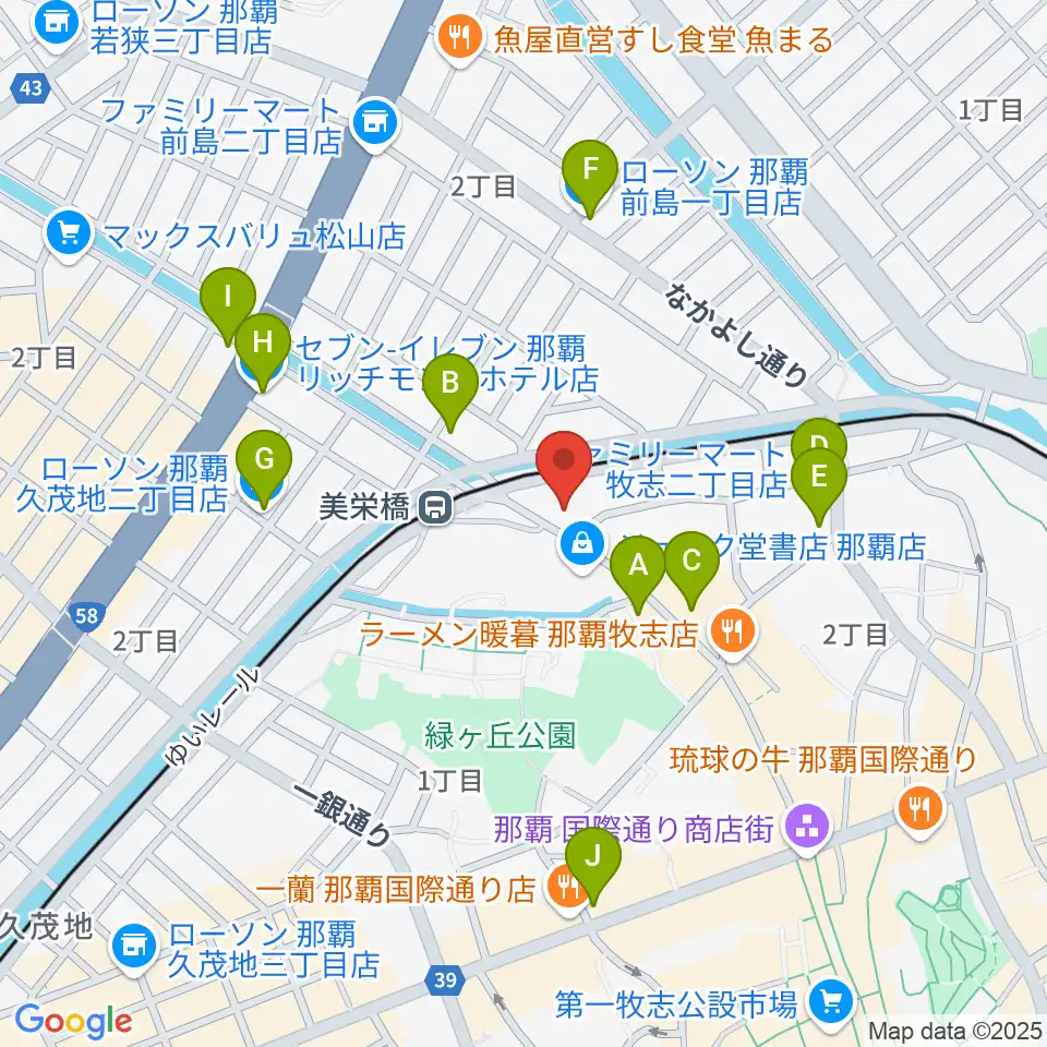 高良楽器店周辺のコンビニエンスストア一覧地図