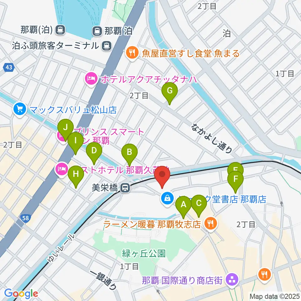 高良楽器店周辺のコンビニエンスストア一覧地図