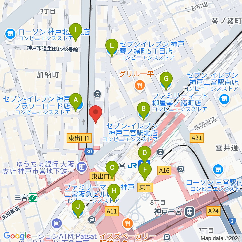 サウンド・トア周辺のコンビニエンスストア一覧地図