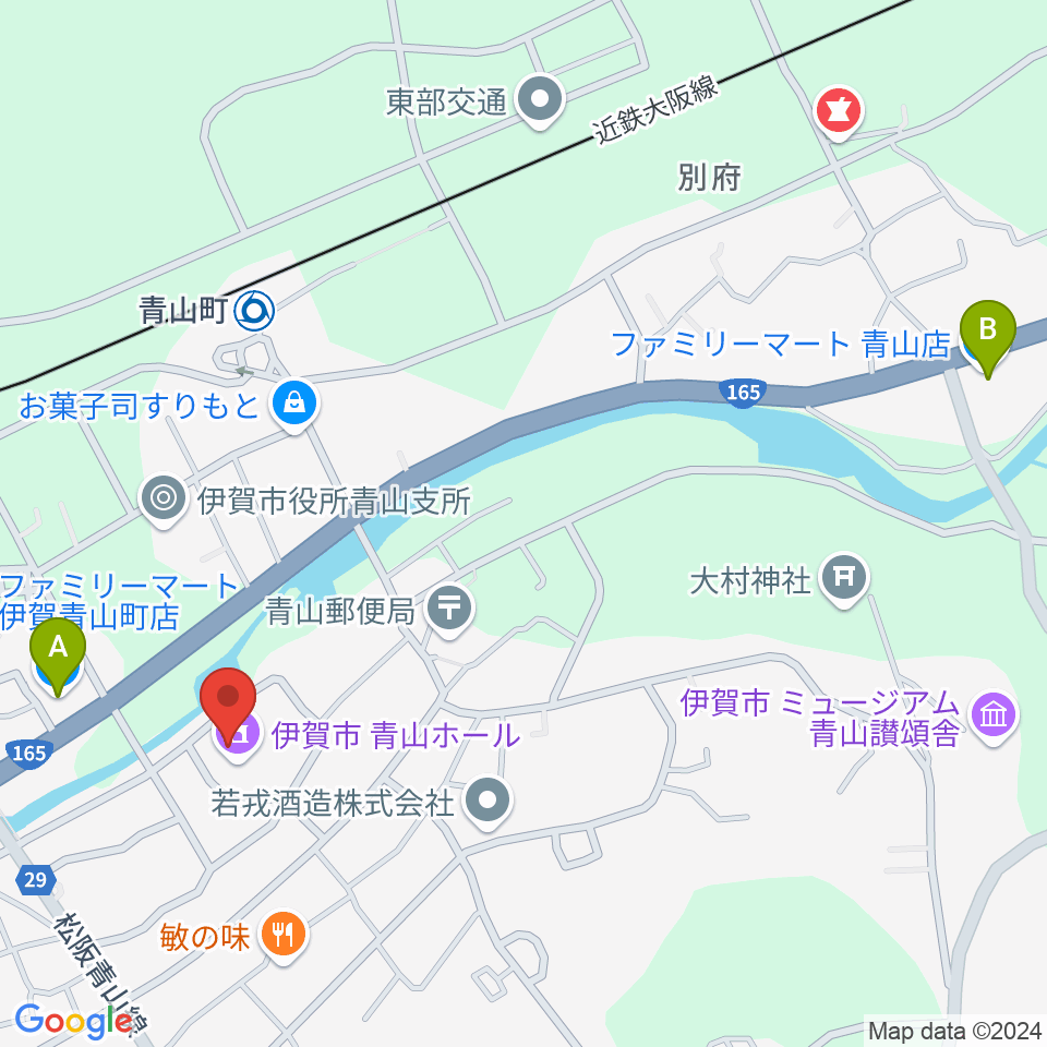 青山ホール周辺のコンビニエンスストア一覧地図