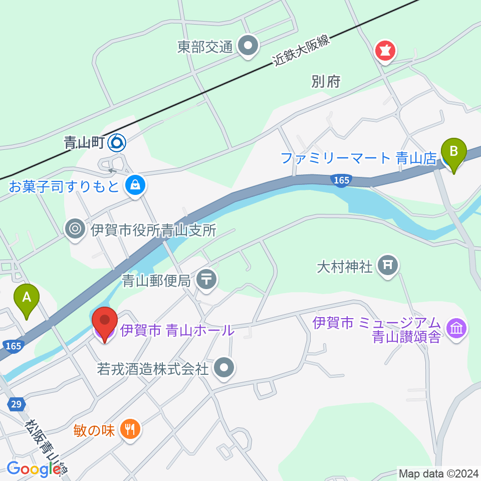 青山ホール周辺のコンビニエンスストア一覧地図