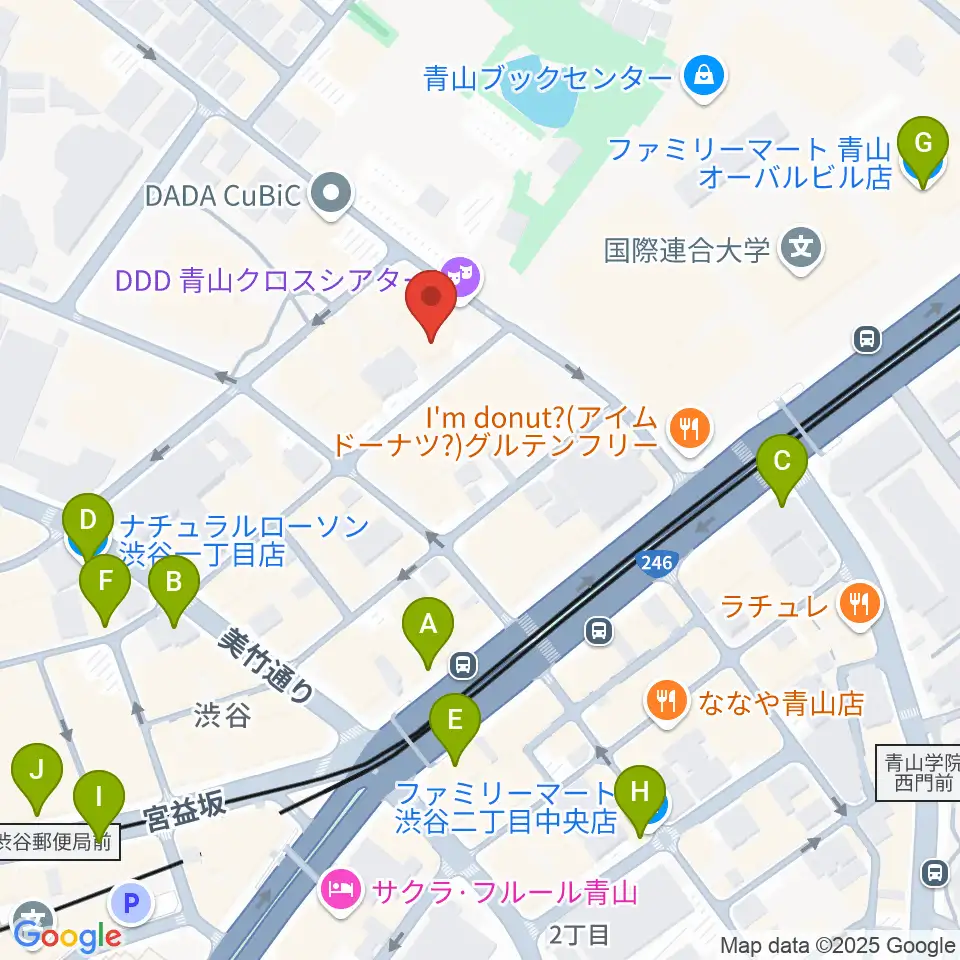 DDD青山クロスシアター周辺のコンビニエンスストア一覧地図