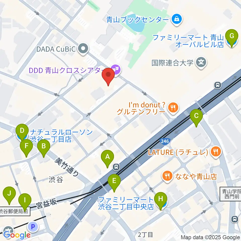 DDD青山クロスシアター周辺のコンビニエンスストア一覧地図