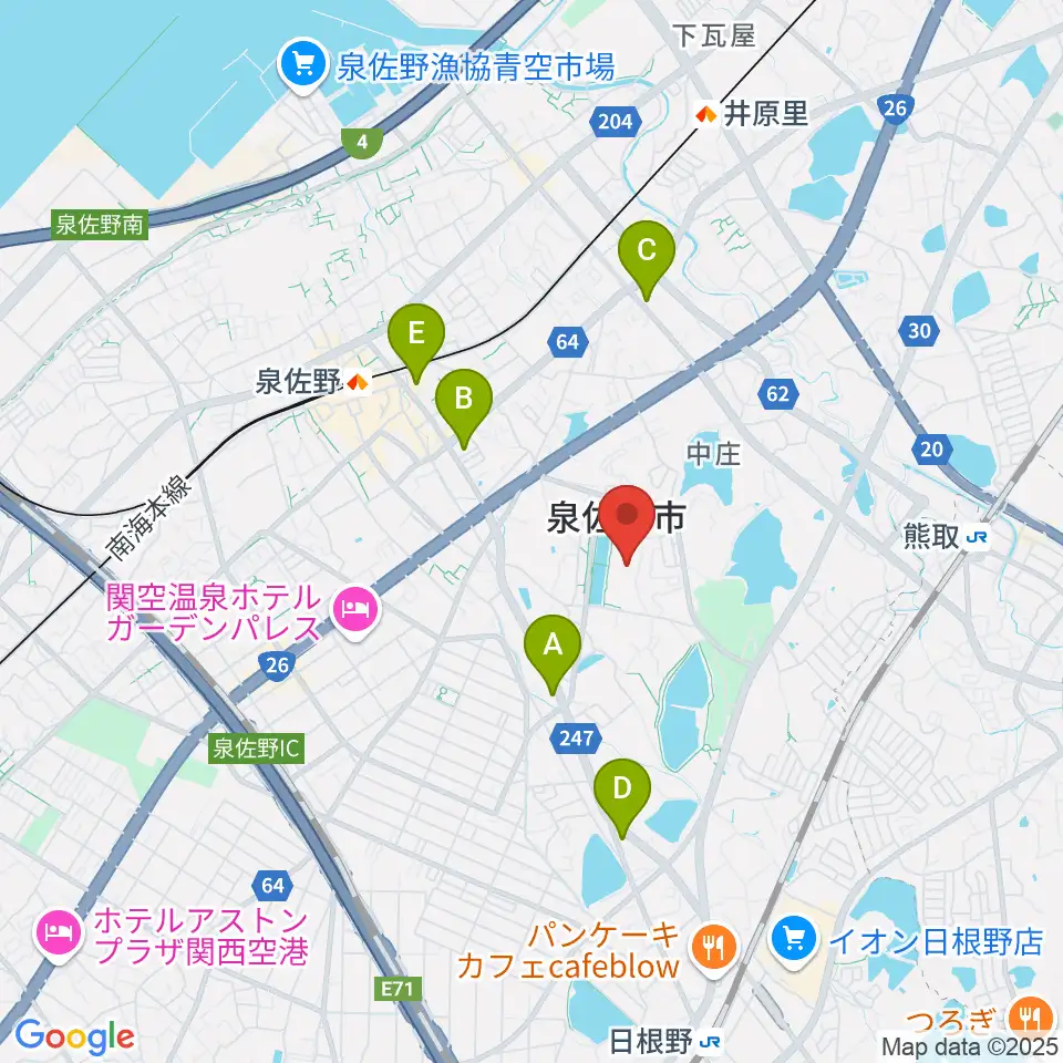 エブノ泉の森ホール周辺のコンビニエンスストア一覧地図