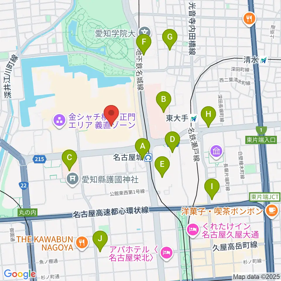 愛知県体育館周辺のコンビニエンスストア一覧地図