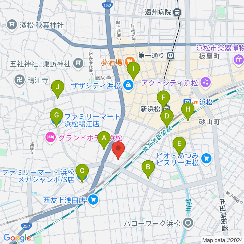 浜松市福祉交流センター周辺のコンビニエンスストア一覧地図