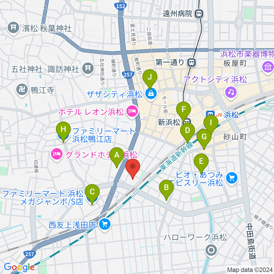 浜松市福祉交流センター周辺のコンビニエンスストア一覧地図