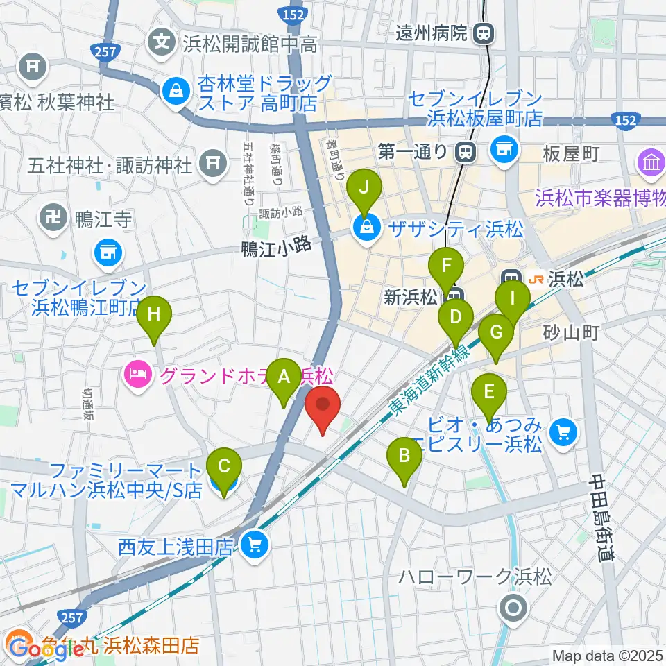 浜松市福祉交流センター周辺のコンビニエンスストア一覧地図