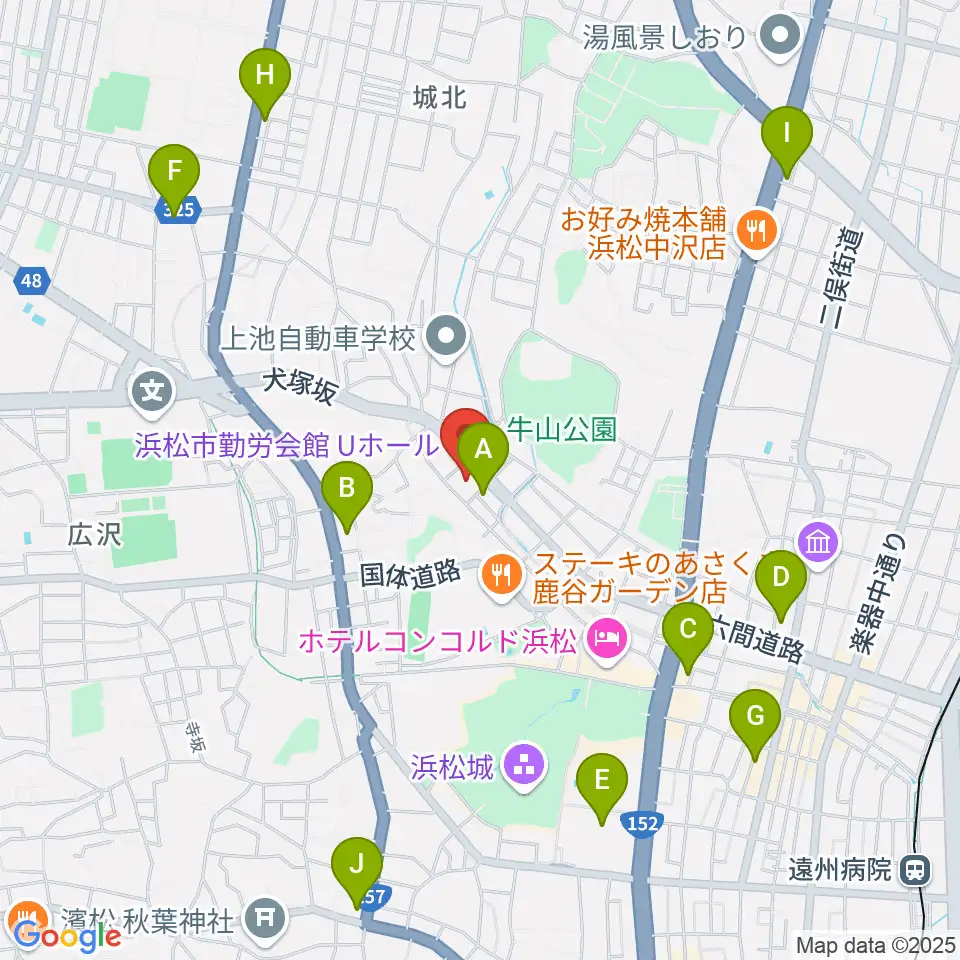 浜松市勤労会館Ｕホール周辺のコンビニエンスストア一覧地図