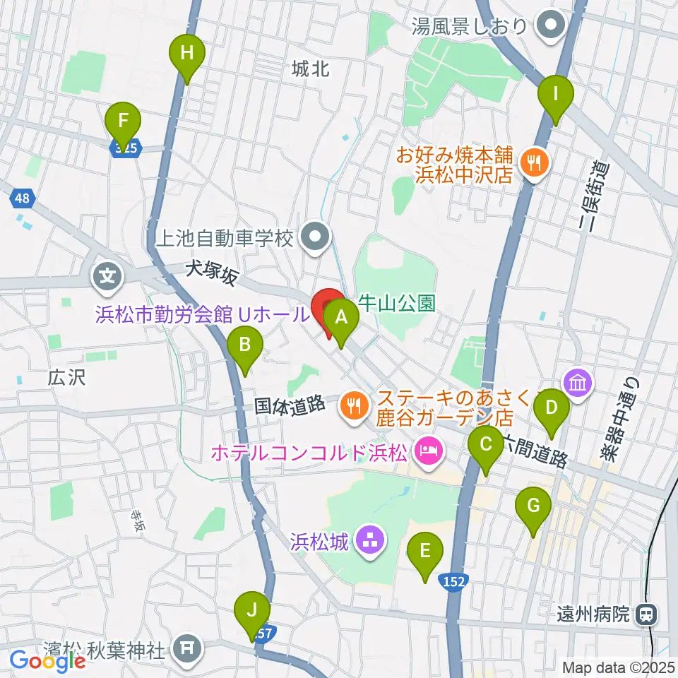 浜松市勤労会館Ｕホール周辺のコンビニエンスストア一覧地図