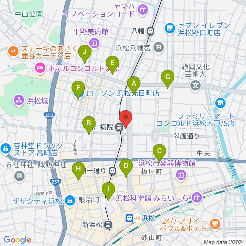 クリエート浜松周辺のコンビニエンスストア一覧地図