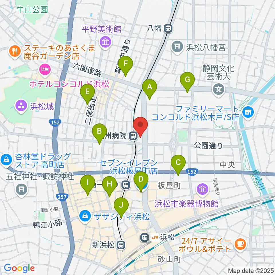 クリエート浜松周辺のコンビニエンスストア一覧地図