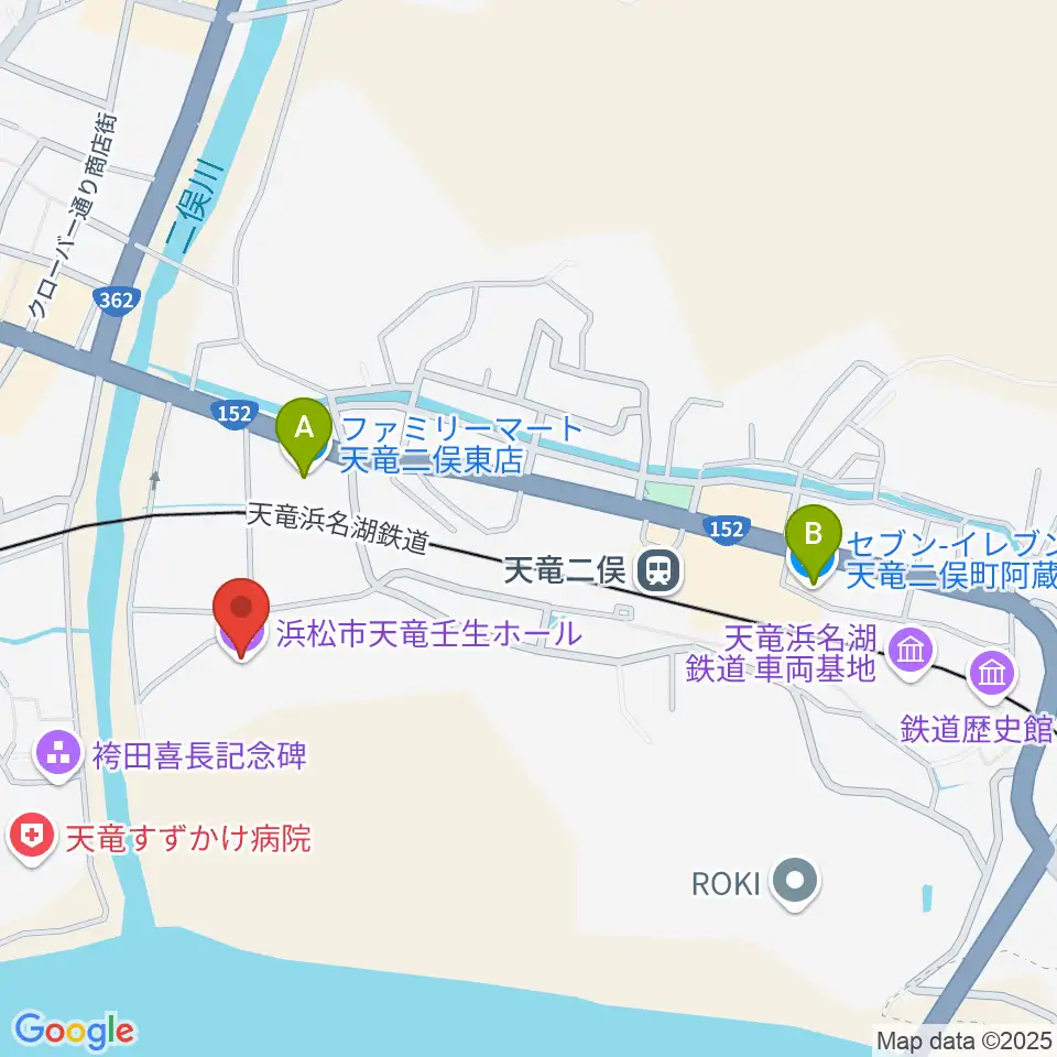 浜松市天竜壬生ホール周辺のコンビニエンスストア一覧地図