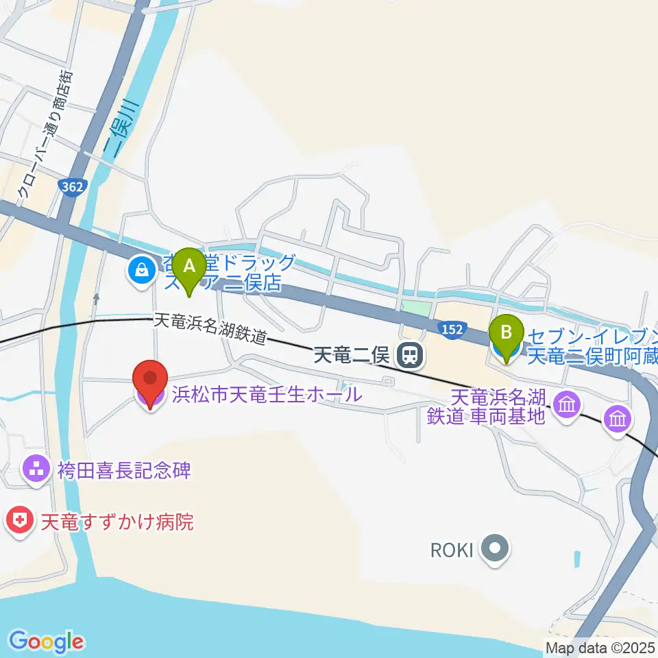 浜松市天竜壬生ホール周辺のコンビニエンスストア一覧地図