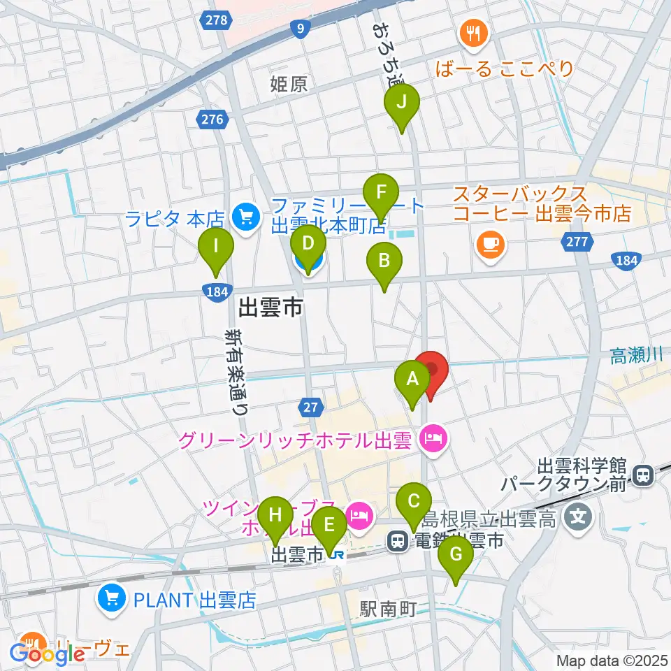 アツタ音楽教室 今市センター教室周辺のコンビニエンスストア一覧地図