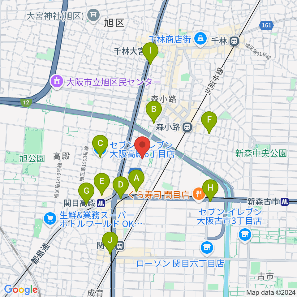 TEN-ON音楽教室周辺のコンビニエンスストア一覧地図