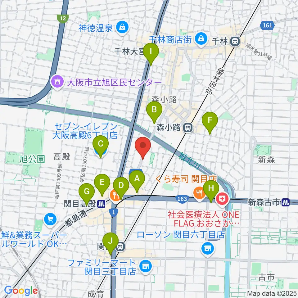 TEN-ON音楽教室周辺のコンビニエンスストア一覧地図