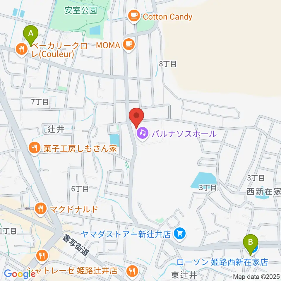 パルナソスホール周辺のコンビニエンスストア一覧地図