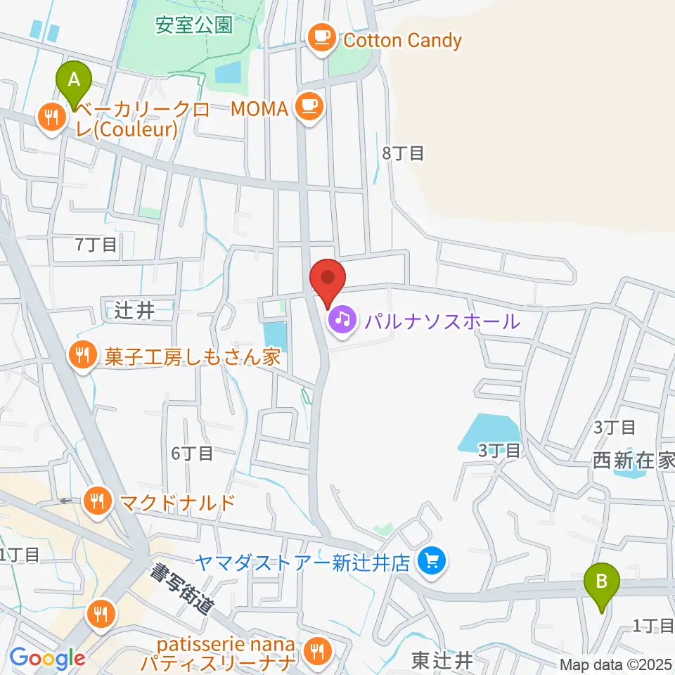 パルナソスホール周辺のコンビニエンスストア一覧地図