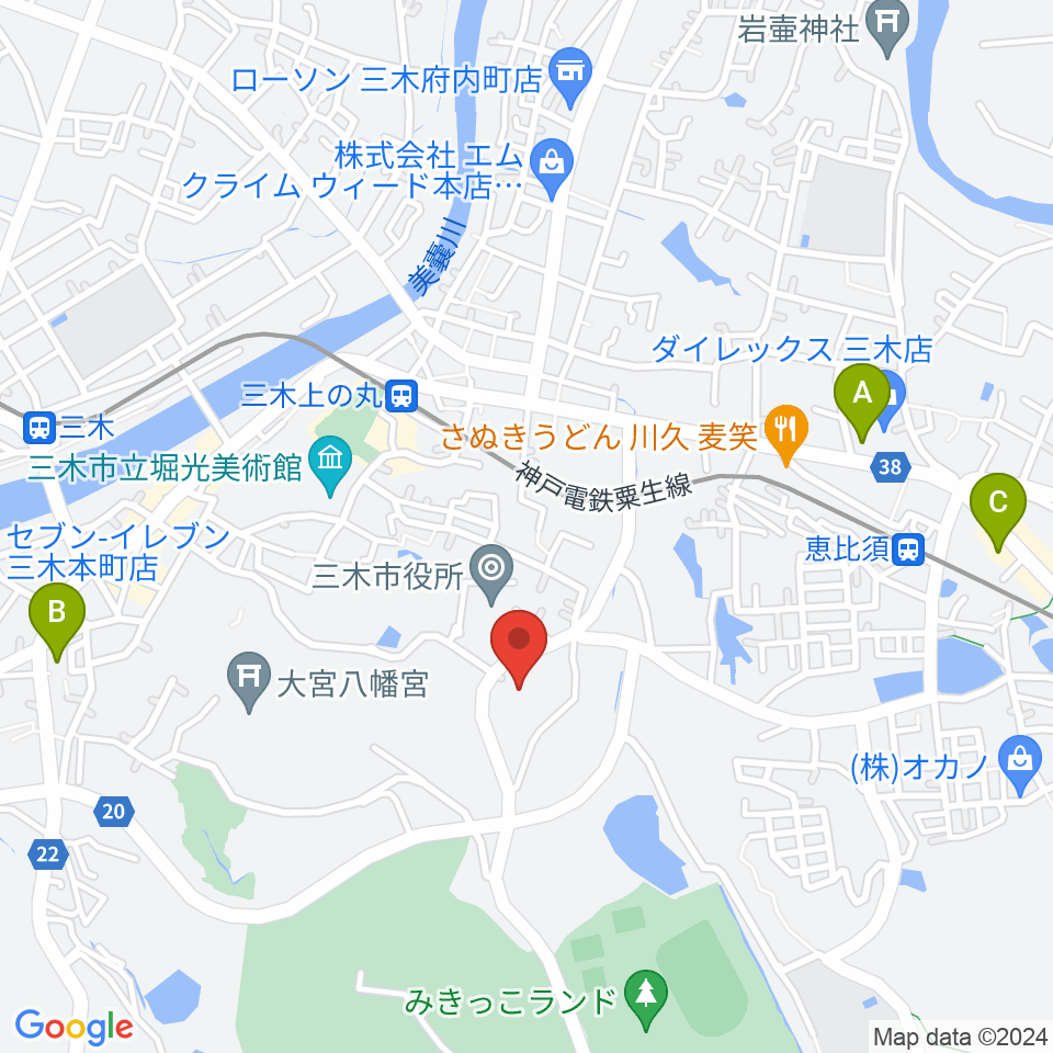 三木市文化会館周辺のコンビニエンスストア一覧地図