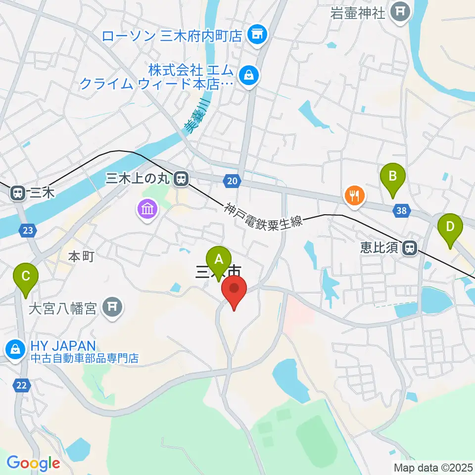 三木市文化会館周辺のコンビニエンスストア一覧地図