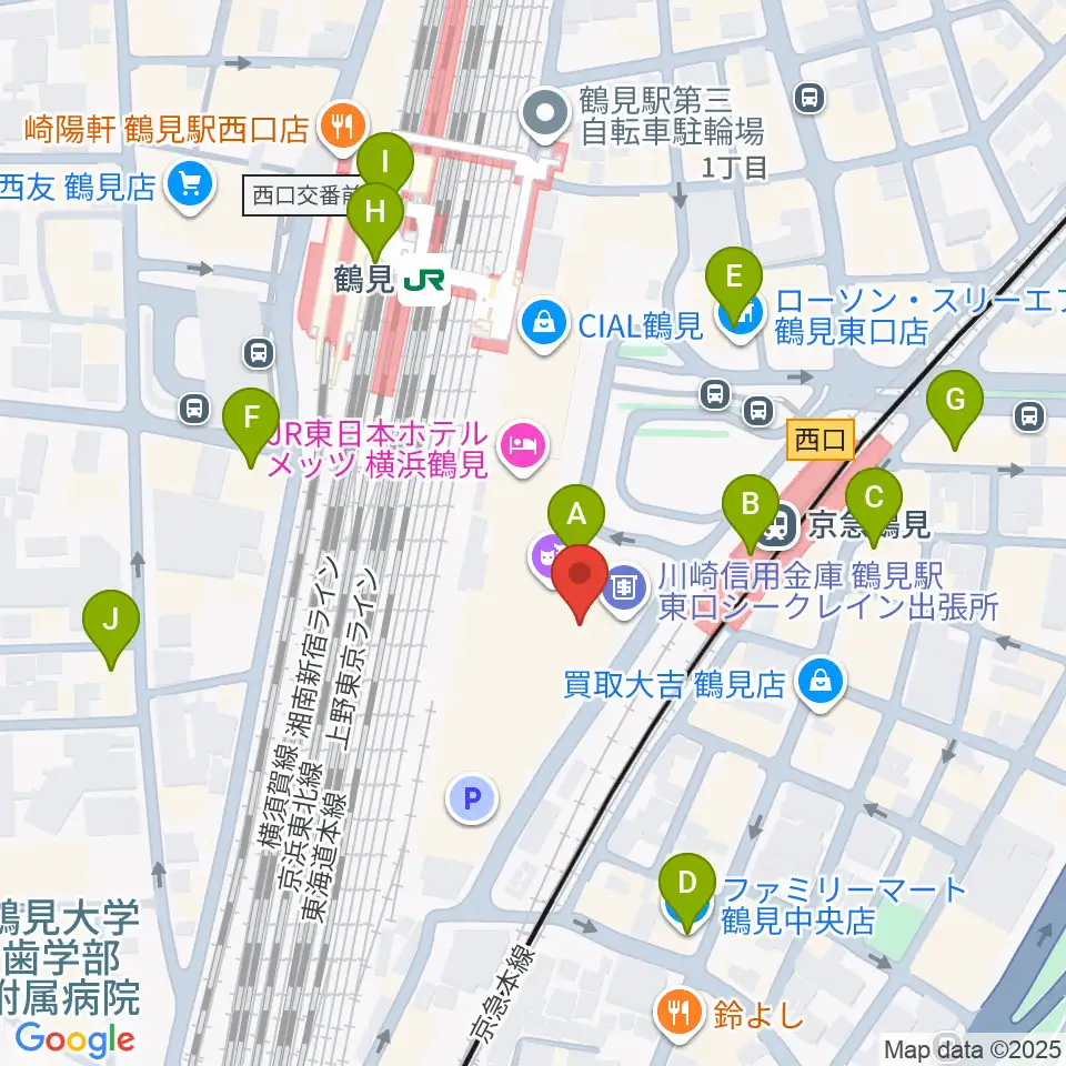 鶴見新堀ギター音楽院周辺のコンビニエンスストア一覧地図