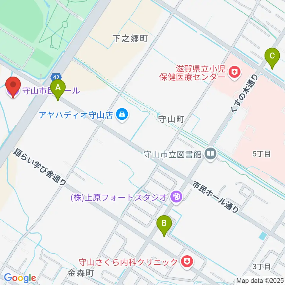 守山市民ホール周辺のコンビニエンスストア一覧地図