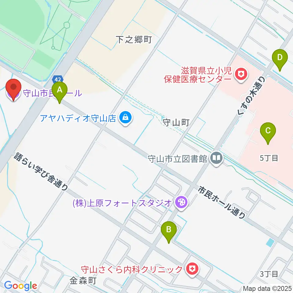 守山市民ホール周辺のコンビニエンスストア一覧地図