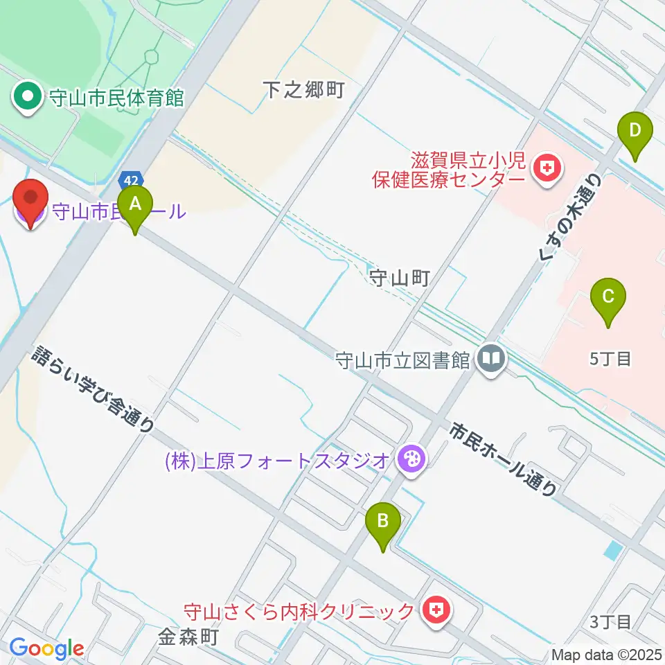 守山市民ホール周辺のコンビニエンスストア一覧地図