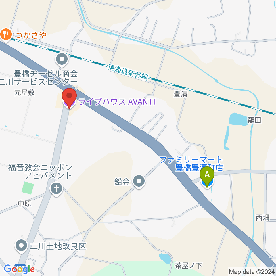 豊橋アバンティ周辺のコンビニエンスストア一覧地図