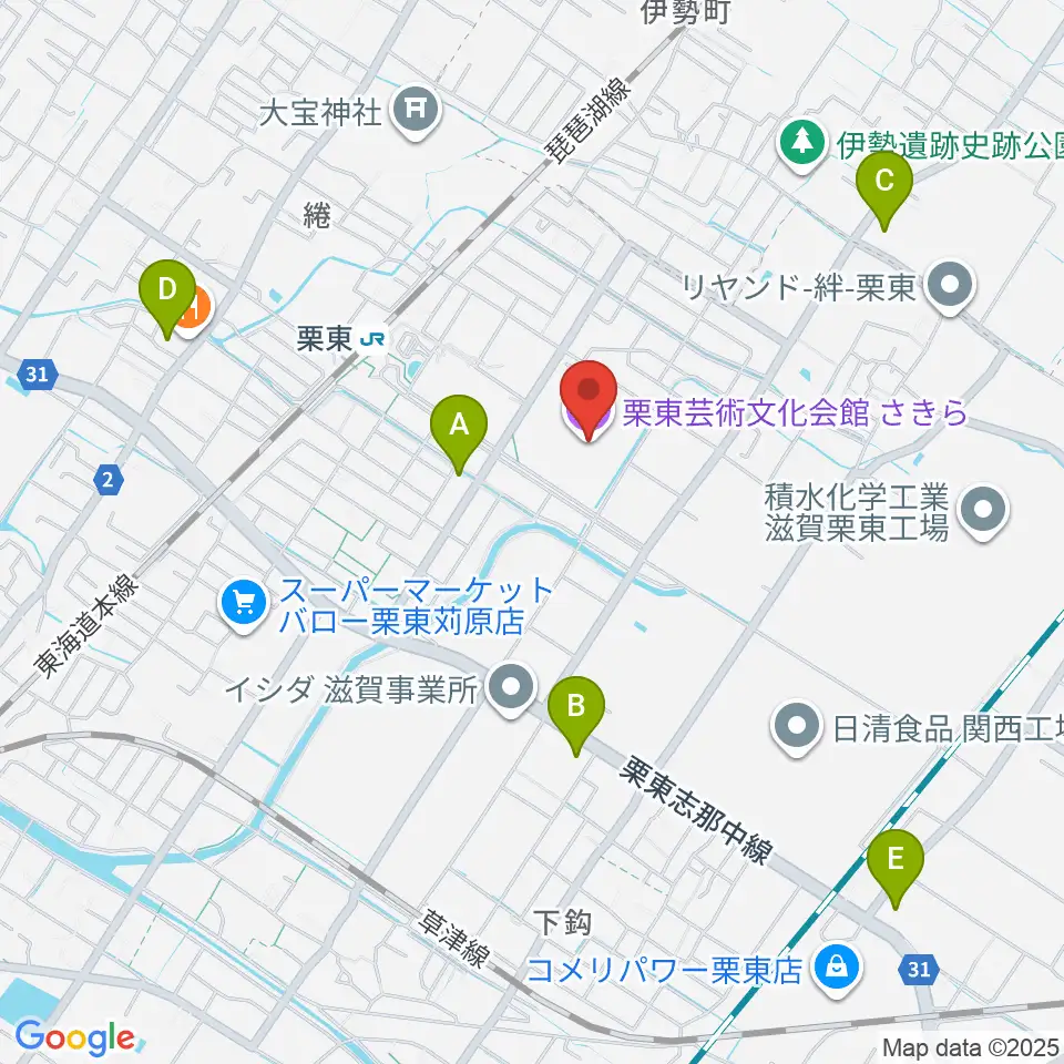 栗東芸術文化会館さきら周辺のコンビニエンスストア一覧地図