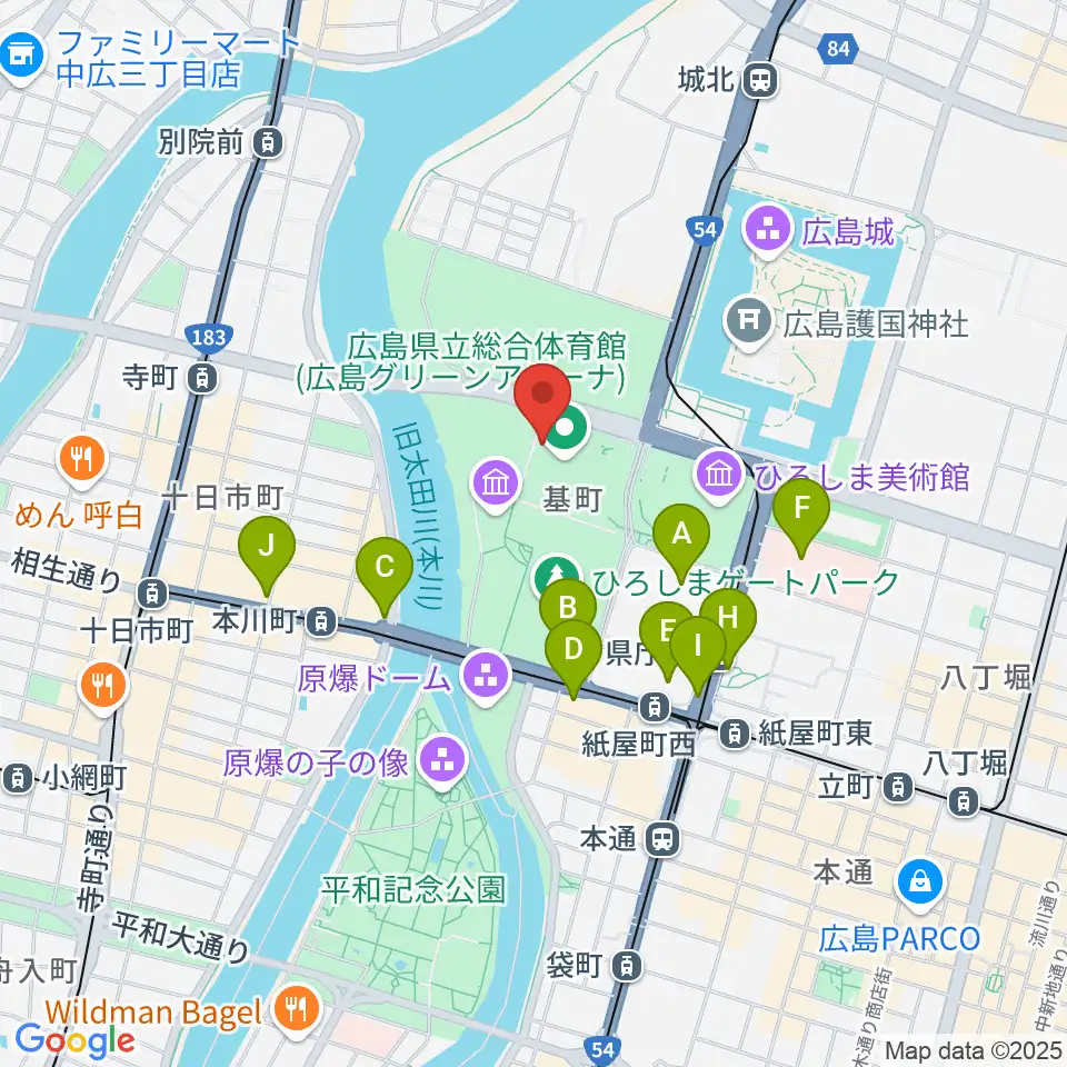 広島グリーンアリーナ周辺のコンビニエンスストア一覧地図