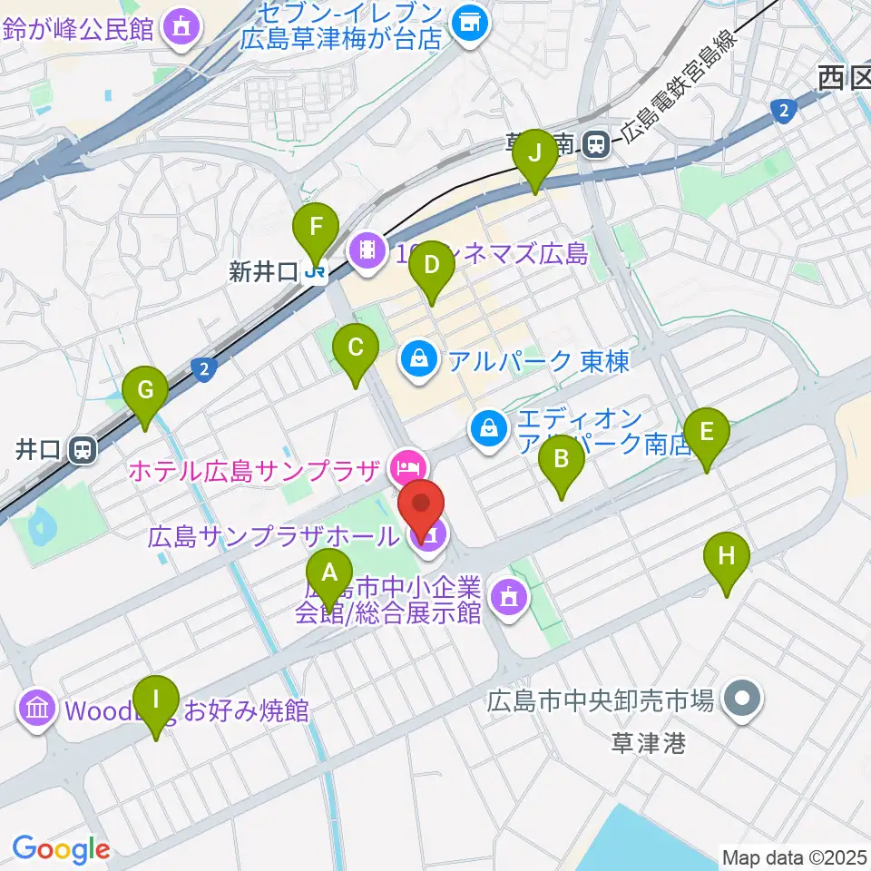 広島サンプラザホール周辺のコンビニエンスストア一覧地図