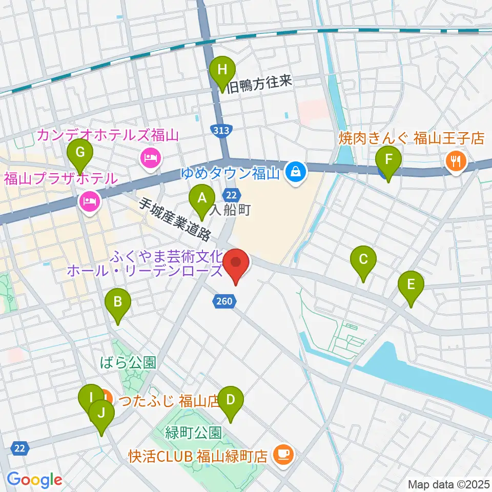 ふくやま芸術文化ホール リーデンローズ周辺のコンビニエンスストア一覧地図