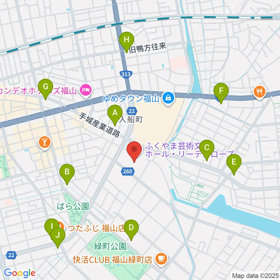 ふくやま芸術文化ホール リーデンローズ周辺のコンビニエンスストア一覧地図