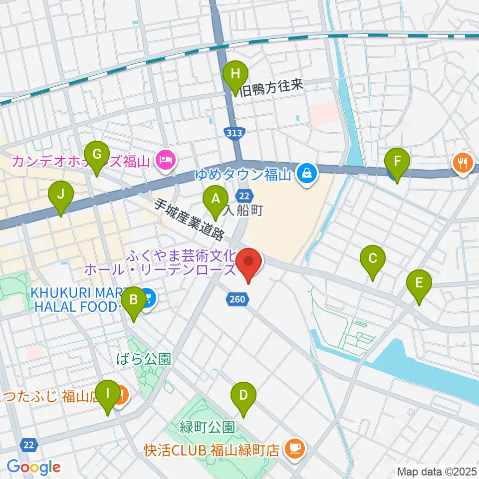ふくやま芸術文化ホールリーデンローズ周辺のコンビニエンスストア一覧地図