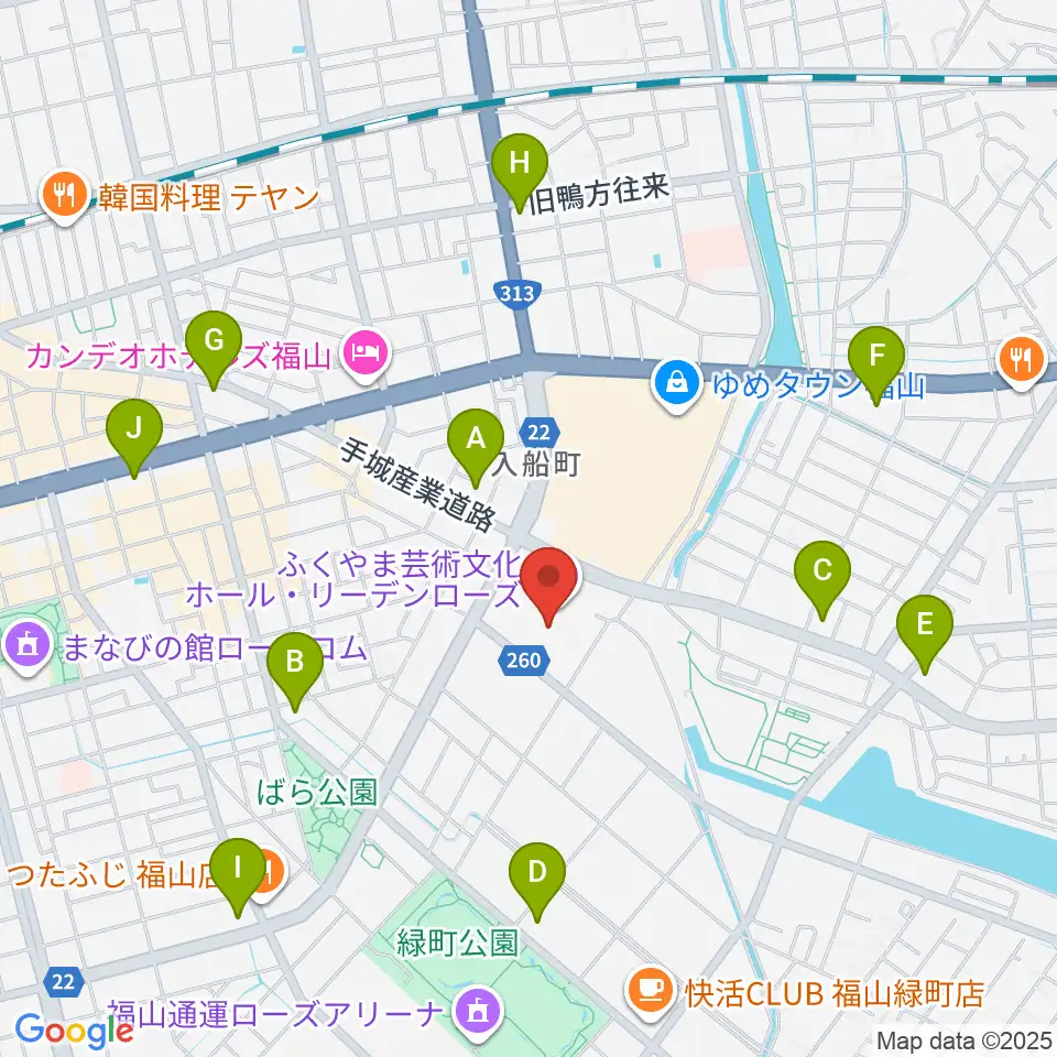 ふくやま芸術文化ホールリーデンローズ周辺のコンビニエンスストア一覧地図