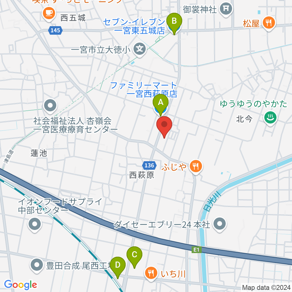 ピアノの楽園周辺のコンビニエンスストア一覧地図