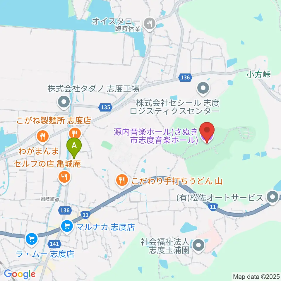 源内音楽ホール周辺のコンビニエンスストア一覧地図