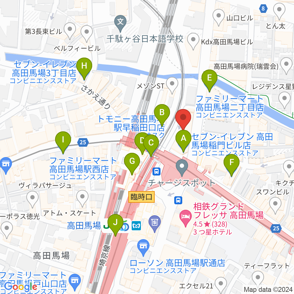 高田馬場LiveCafe mono周辺のコンビニエンスストア一覧地図