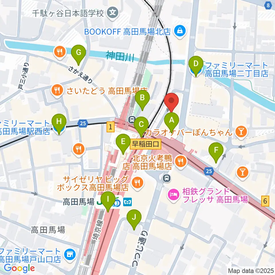 高田馬場LiveCafe mono周辺のコンビニエンスストア一覧地図