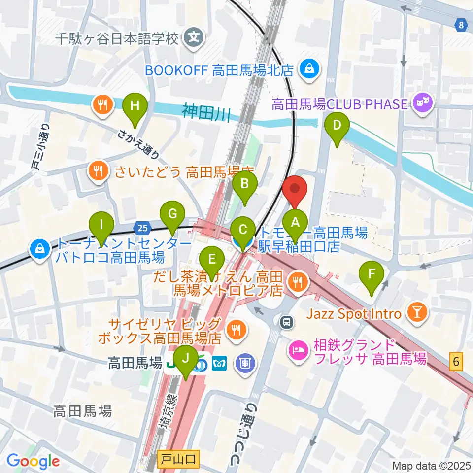 高田馬場LiveCafe mono周辺のコンビニエンスストア一覧地図